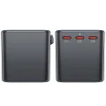Адаптер за пътуване Z1 – Acefast, 3x Type-C, 2x USB, GaN, EU/UK/AUS/US, PD75W, многофункционално бързо зарядно устройство – черно