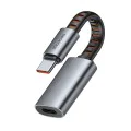 Аудио адаптер Mcdodo (CA-4870) - Lightning към Type-C, 2A, 24W, 480Mbps, OTG, Бързо зареждане, Функция за разговор, 0.1м - Сив
