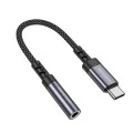 Аудио адаптер кабел Borofone (BV24) - Type-C (M) към 3.5mm жак (F), DAC чип, Plug&Play, 15cm - Сив