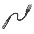 Аудио адаптер кабел Borofone (BV24) - Type-C (M) към 3.5mm жак (F), DAC чип, Plug&Play, 15cm - Сив