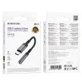 Аудио адаптер кабел Borofone (BV24) - Type-C (M) към 3.5mm жак (F), DAC чип, Plug&Play, 15cm - Сив