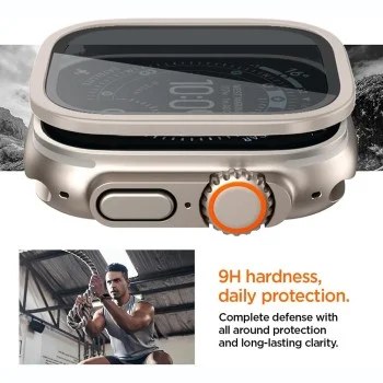 Безел от неръждаема стомана с протектор за дисплей за Apple Watch Ultra 4 / 3 / 2 / 1 (49mm) Bezel Tune with Glass (ACS11595) - Spigen - Сребрист