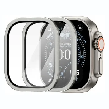 Безел от неръждаема стомана с протектор за дисплей за Apple Watch Ultra 4 / 3 / 2 / 1 (49mm) Bezel Tune with Glass (ACS11595) - Spigen - Сребрист