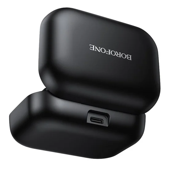 Безжичен брошка микрофон Borofone Lemai (BFK17) (2 броя в комплект) - USB-C, калъф за зареждане, шумопотискане, ненасочен - Черен