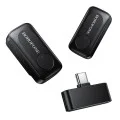 Безжичен брошка микрофон Borofone Lemai (BFK17) (2 броя в комплект) - USB-C, калъф за зареждане, шумопотискане, ненасочен - Черен