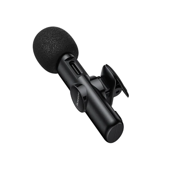 Безжичен брошка микрофон Borofone Winner (BFK16) - USB-C, ненасочен, шумопотискане, Plug&Play - Черен