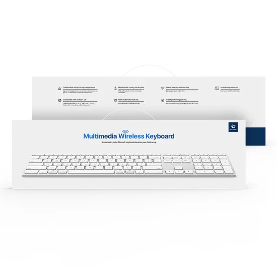 Безжична клавиатура Dux Ducis Keyboard LK Series - Standard, Bluetooth 5.0, универсална, USB-C, 180mAh, английска подредба - Бял