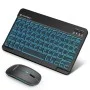 Безжична клавиатура и мишка Techsuit AirCombo (WKM1) - за гейминг, Bluetooth, 7 цвята, 1600 DPI, Type-C - Черни