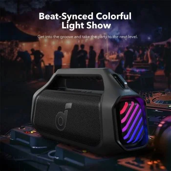 Безжична колонка Wireless Speaker SoundCore Boom 2 Plus (A3134012) - Bluetooth 5.3, 140W, BassUp 2.0, IPX7, RGB Светлини - Anker - Черен