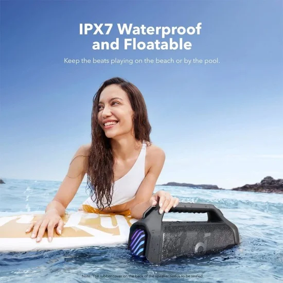 Безжична колонка Wireless Speaker SoundCore Boom 2 Plus (A3134012) - Bluetooth 5.3, 140W, BassUp 2.0, IPX7, RGB Светлини - Anker - Черен