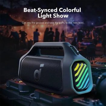 Безжична колонка Wireless Speaker SoundCore Boom 2 Plus (A3134032) - с вградена външна батерия, Bluetooth 5.3, 140W, IPX7, RGB Светлини - Anker - Син