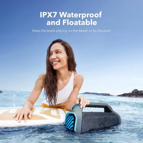 Безжична колонка Wireless Speaker SoundCore Boom 2 Plus (A3134032) - с вградена външна батерия, Bluetooth 5.3, 140W, IPX7, RGB Светлини - Anker - Син