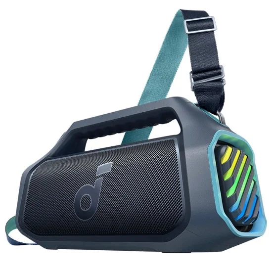 Безжична колонка Wireless Speaker SoundCore Boom 2 Plus (A3134032) - с вградена външна батерия, Bluetooth 5.3, 140W, IPX7, RGB Светлини - Anker - Син