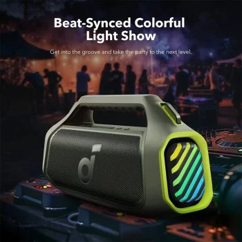 Безжична колонка Wireless Speaker SoundCore Boom 2 Plus (A3134062) - Bluetooth 5.3, 140W, BassUp 2.0, IPX7, RGB Светлини - Anker - Зелен