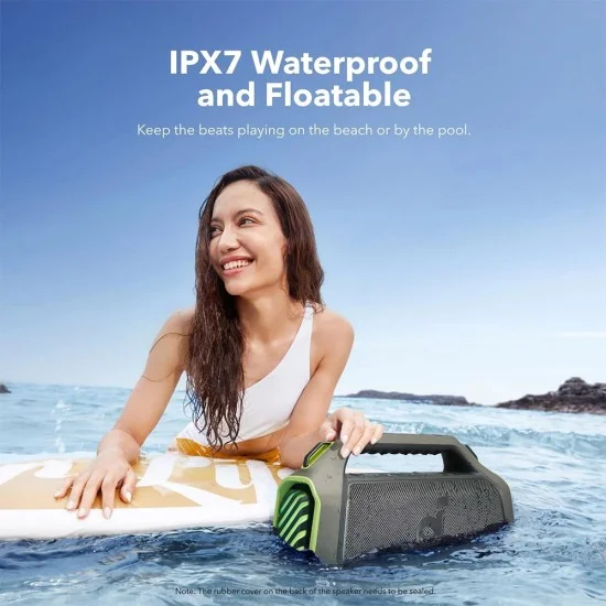 Безжична колонка Wireless Speaker SoundCore Boom 2 Plus (A3134062) - Bluetooth 5.3, 140W, BassUp 2.0, IPX7, RGB Светлини - Anker - Зелен