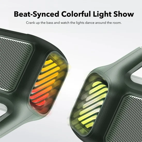 Безжична колонка Wireless Speaker Soundcore Boom 2 (A3138062) - Bluetooth 6.0, RGB Светлини, IPX7, 80W, BassUp 2.0 - Anker - Зелен