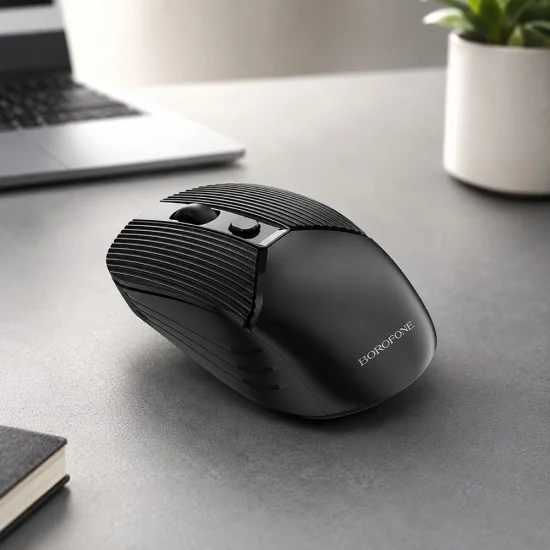 Безжична мишка Borofone Business (BG5) - 2.4GHz, 1600DPI, ергономичен дизайн, оптичен сензор, за лява и дясна ръка - Черен