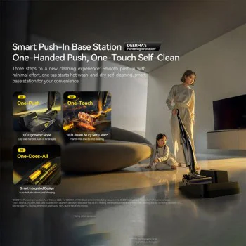 Безжична прахосмукачка Deerma Cordless Vacuum Cleaner (VX100 Ultra S) - за сухо и мокро почистване, 22000Pa - Черна