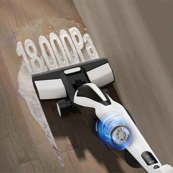 Безжична прахосмукачка Deerma Cordless Vacuum Cleaner (VX100) - за сухо и мокро почистване, 18000Pa, 0.6L - Бяла
