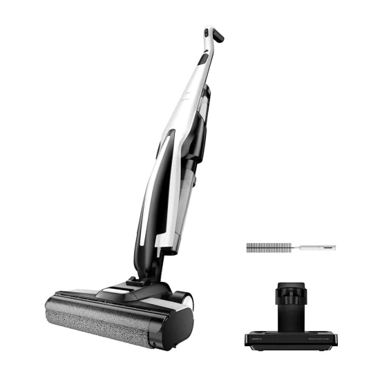 Безжична прахосмукачка Deerma Cordless Vacuum Cleaner (VX100) - за сухо и мокро почистване, 18000Pa, 0.6L - Бяла