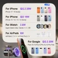 Безжична станция за зареждане 3 в 1 Lisen W120 (YL0325090022) - вграден вентилатор, нощен режим, бързо зареждане, 25W Max, Qi2.2 - Черен