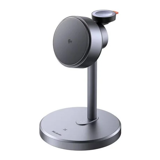 Безжична станция за зареждане Mcdodo Black Swan Series (CH-2460) - магнитна, за iPhone/iWatch/Earbuds, 22.5W, Qi2 - Сива