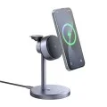 Безжична станция за зареждане Mcdodo Black Swan Series (CH-2460) - магнитна, за iPhone/iWatch/Earbuds, 22.5W, Qi2 - Сива