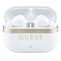 Безжични Bluetooth слушалки тип тапи Glossy Gold Line Printed Classic Logo (GUTWSN2HGGSH), TWS, микрофон - Guess - Бял