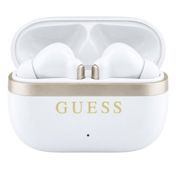 Безжични Bluetooth слушалки тип тапи Glossy Gold Line Printed Classic Logo (GUTWSN2HGGSH), TWS, микрофон - Guess - Бял