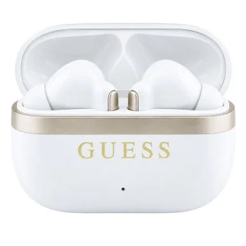 Безжични Bluetooth слушалки тип тапи Glossy Gold Line Printed Classic Logo (GUTWSN2HGGSH), TWS, микрофон - Guess - Бял