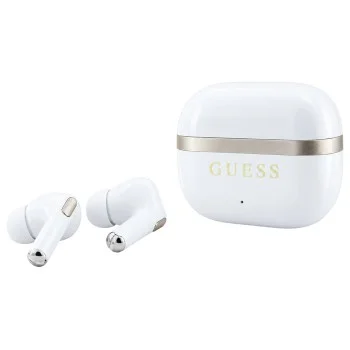 Безжични Bluetooth слушалки тип тапи Glossy Gold Line Printed Classic Logo (GUTWSN2HGGSH), TWS, микрофон - Guess - Бял