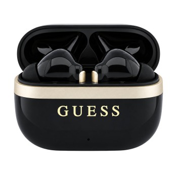 Безжични Bluetooth слушалки тип тапи Glossy Gold Line Printed Classic Logo (GUTWSN2HGGSK), TWS, микрофон - Guess - Черен