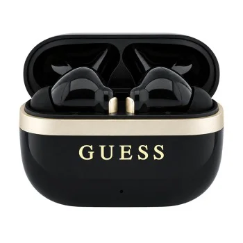 Безжични Bluetooth слушалки тип тапи Glossy Gold Line Printed Classic Logo (GUTWSN2HGGSK), TWS, микрофон - Guess - Черен