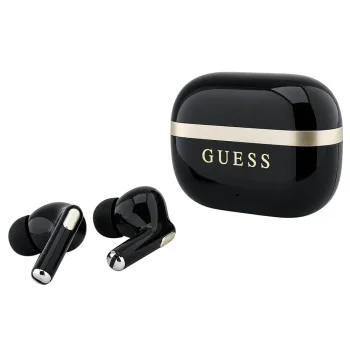 Безжични Bluetooth слушалки тип тапи Glossy Gold Line Printed Classic Logo (GUTWSN2HGGSK), TWS, микрофон - Guess - Черен