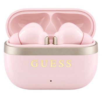 Безжични Bluetooth слушалки тип тапи Glossy Gold Line Printed Classic Logo (GUTWSN2HGGSP), TWS, микрофон - Guess - Розов