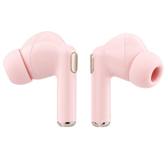 Безжични Bluetooth слушалки тип тапи Glossy Gold Line Printed Classic Logo (GUTWSN2HGGSP), TWS, микрофон - Guess - Розов