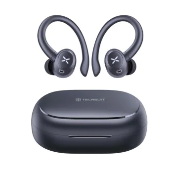 Безжични слушалки AirTune 100 (CW4) - Techsuit - Bluetooth V5.4, 400mAh, IPX4 - Черно