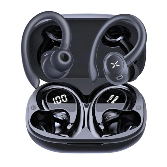 Безжични слушалки AirTune 100 (CW4) - Techsuit - Bluetooth V5.4, 400mAh, IPX4 - Черно