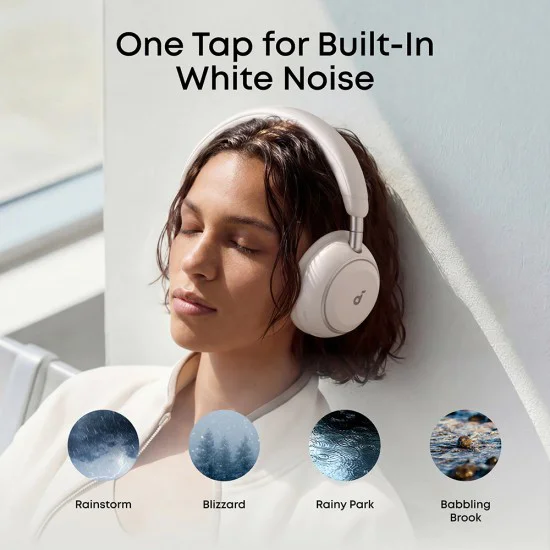 Безжични слушалки Anker SoundCore Space 2 - AI 3-Mic, шумозаглушаващи, Hi-Res Audio - Бели