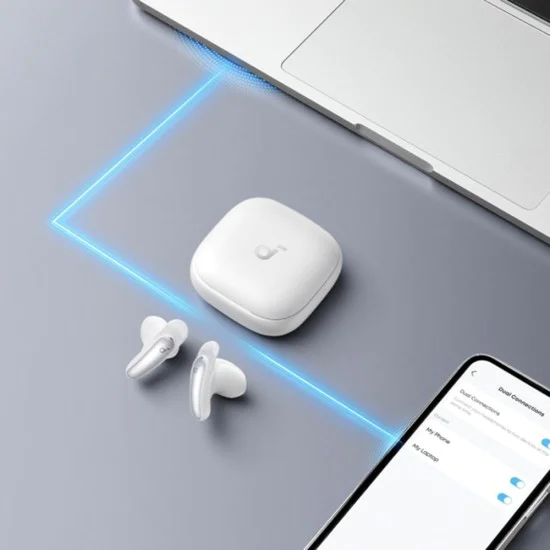 Безжични слушалки Anker Soundcore Liberty Buds - Half-in-ear, Bluetooth 6.1, адаптивно ANC - Бели