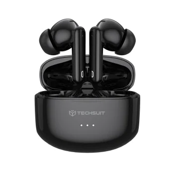 Безжични слушалки Audira Pro (CW1) - Techsuit - Bluetooth V5.4, 300mAh, активно шумопотискане (ANC), 4 микрофона - Черно