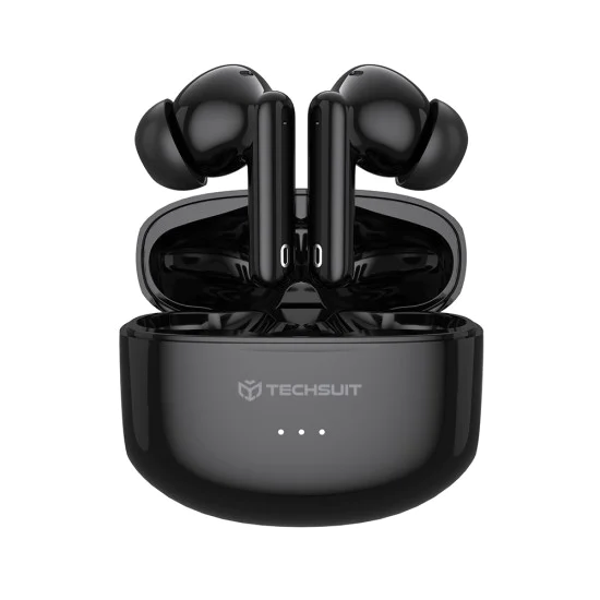 Безжични слушалки Audira Pro (CW1) - Techsuit - Bluetooth V5.4, 300mAh, активно шумопотискане (ANC), 4 микрофона - Черно