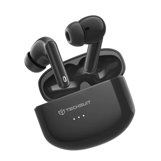 Безжични слушалки Audira Pro (CW1) - Techsuit - Bluetooth V5.4, 300mAh, активно шумопотискане (ANC), 4 микрофона - Черно
