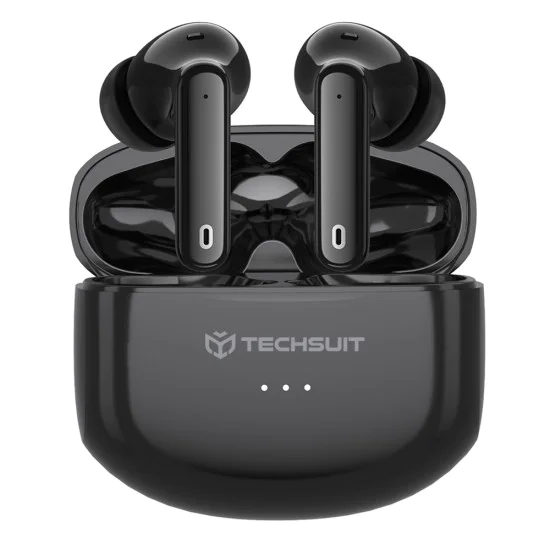 Безжични слушалки Audira Pro (CW1) - Techsuit - Bluetooth V5.4, 300mAh, активно шумопотискане (ANC), 4 микрофона - Черно