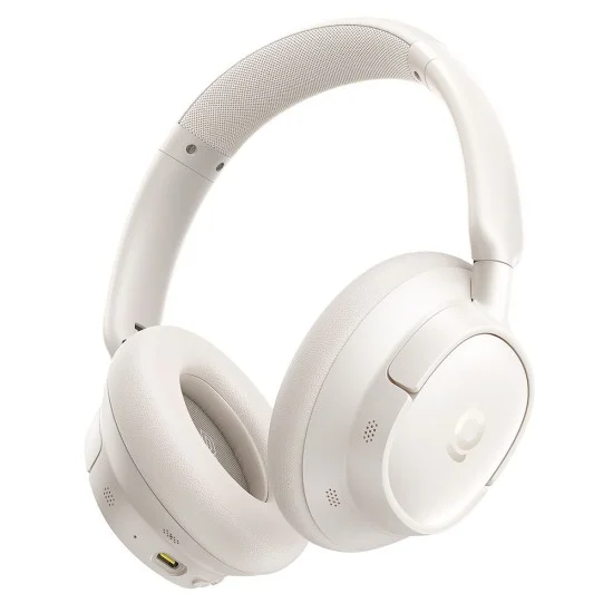 Безжични слушалки Baseus Bass BH1 NC (A0203702) - Bluetooth 6.0, ANC, Hi-Res, 5-Mic ENC, CloudComfort, регулируеми - Бели