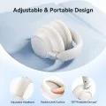 Безжични слушалки Baseus Bass BH1 NC (A0203702) - Bluetooth 6.0, ANC, Hi-Res, 5-Mic ENC, CloudComfort, регулируеми - Бели