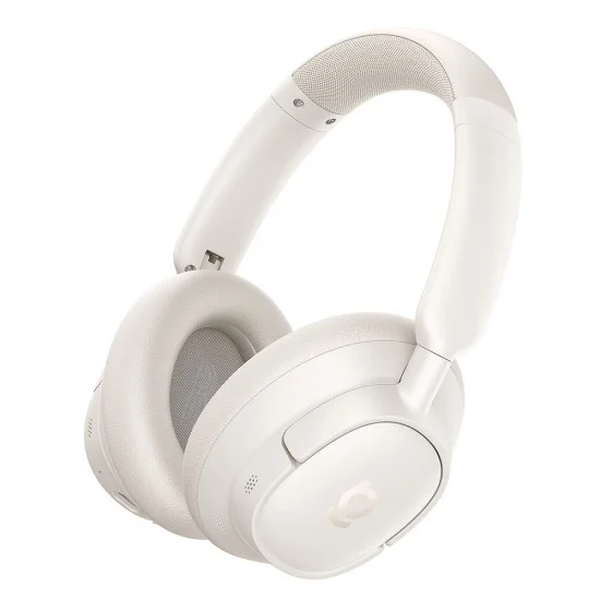 Безжични слушалки Baseus Bass BH1 NC (A0203702) - Bluetooth 6.0, ANC, Hi-Res, 5-Mic ENC, CloudComfort, регулируеми - Бели