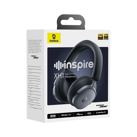 Безжични слушалки Baseus Inspire XH1 (A00085701123-00) - Sound by Bose, BT 6.1, Dolby, ANC, Hi-Res, LDAC, 800mAh - Черни