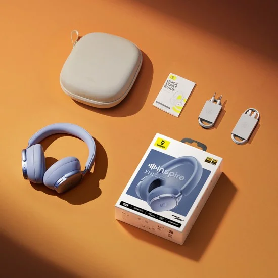 Безжични слушалки Baseus Inspire XH1 (A0203601) - Sound by Bose, BT 6.1, Dolby, ANC, Hi-Res, LDAC, 800mAh - Син (Twilight Blue)