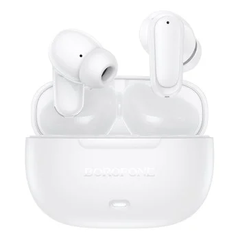 Безжични слушалки Borofone Mellow (BW96) - Bluetooth V6.0, ANC + ENC шумопотискане, 4 часа време за възпроизвеждане - Бял